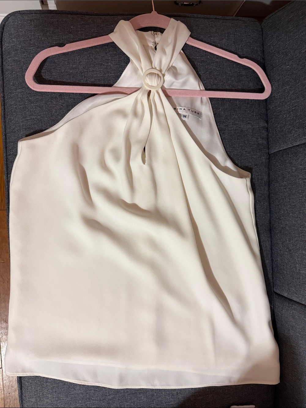 Trina Turk Cream Halter Ring-Neck Sleeveless Camisole